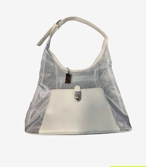 Liza Ganz New York Silver Mesh and White Bag Purse Shoulder Bag